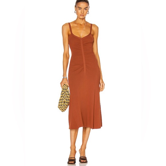 A.L.C. Dionne Ruched Rib Sweater Dress in Deep Amber - Size S, Nearly New - Picture 1 of 5